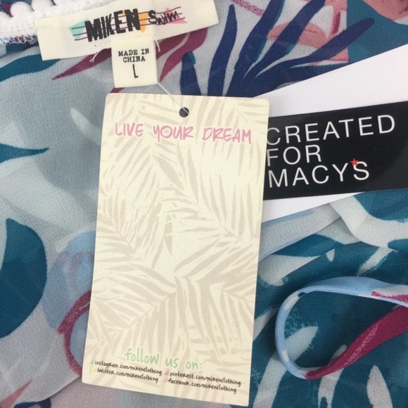 MIKEN Printed Pom Pom Beach Pool Swim Cover Up Dress - Picture 4 of 4